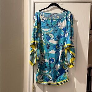 Trina Turk Blue and Yellow Swim Coverup